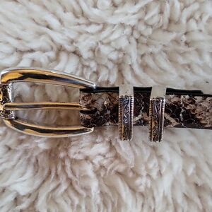 BRIGHTON 30" Silver and Leather Snakeskin Belt
